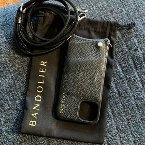 Black Pebble Bandolier with Sliver, iPhone 11 Pro Case with Strap.